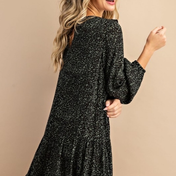 Leopard Printed Long Sleeve Ruffle Dress 🐆 👗 NWT - Picture 4 of 7